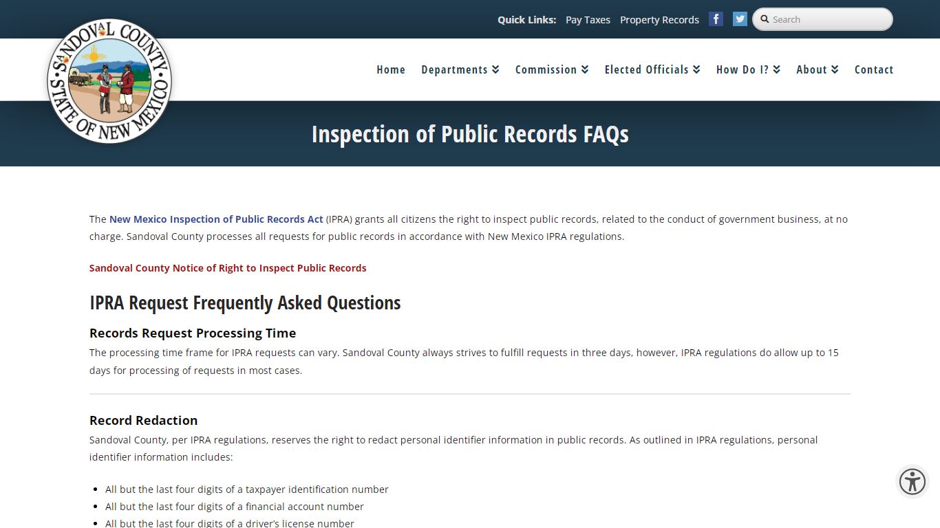 Inspection of Public Records FAQs - Sandoval County